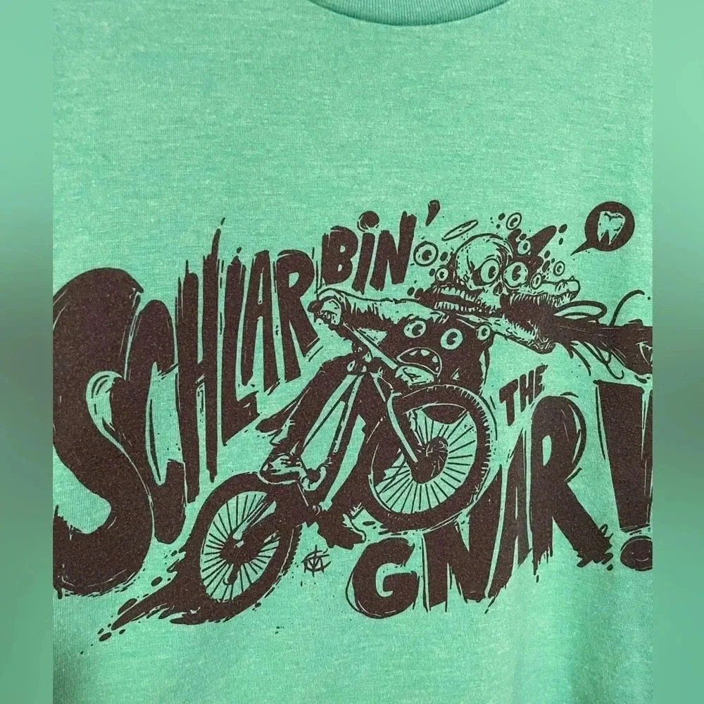 Schlarbing The Gnar! Green GraphicT-Shirt Medium Ski & Bike Local Artist Collab